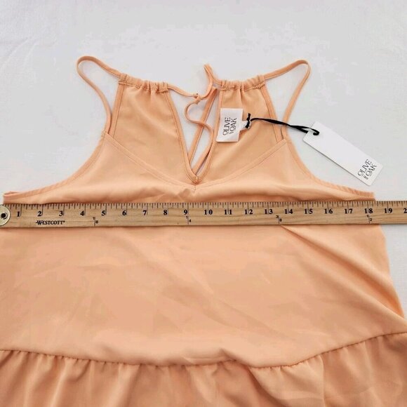Olive & Oak Womens Size Large Halter Peplum Cami Peach Orange Sleeveless Tank - Picture 5 of 6